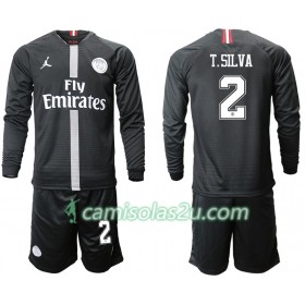 Camisolas de Futebol Paris Saint-Germain T.SILVA 2 Jodan Preto Criança Equipamento 3ª 2018/19 Manga Comprida
